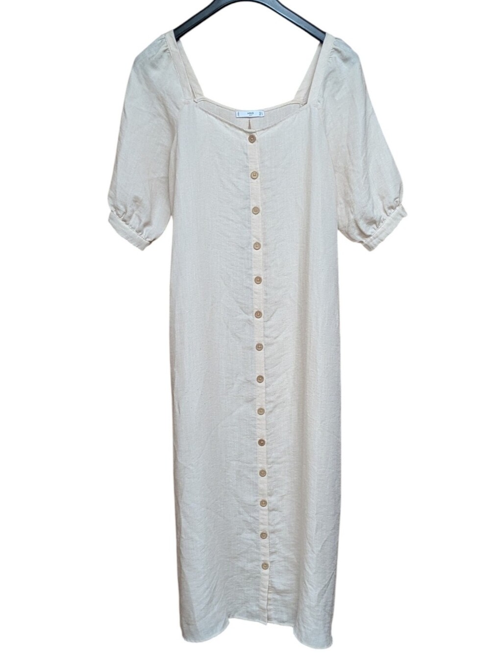MNG Mango Puff Sleeve Button Front Maxi Dress Cream Size 8 - Picture 11 of 11